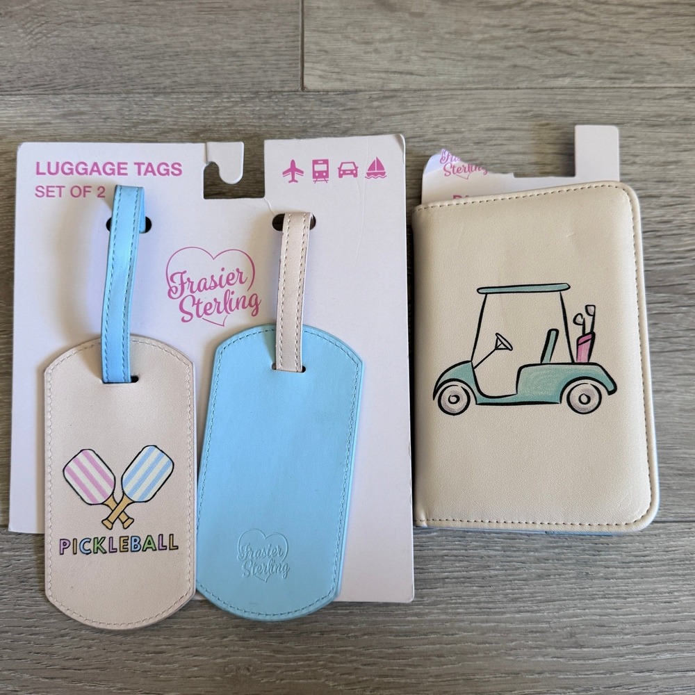 Frasier Sterling Pickleball Luggage Tags & Golf Cart Passport Case Travel Set